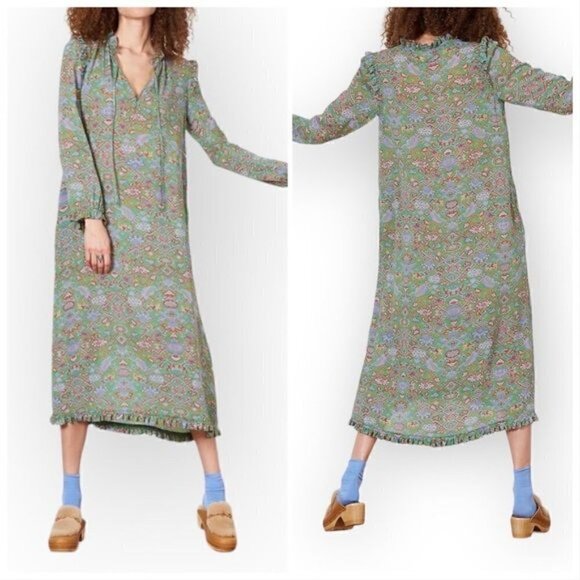 Raquel Allegra Tapestry Silk Midi Dress, Size‎ 1/S - Picture 1 of 16